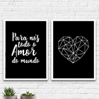 Kit 2 Quadros Para Nós Todo O Amor Do Mundo 33x24cm Moldura:m