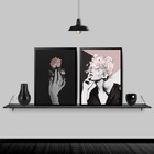 Kit 2 Quadros Para Quarto Mulher Com Flores 24x18cm - Com Vid