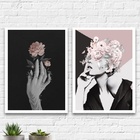 Kit 2 Quadros Para Quarto Mulher Com Flores 24x18cm - Com Vid