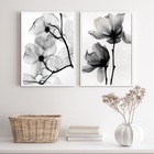 Kit 2 Quadros Para Sala Fotografias Flores Transparentes 45x3
