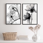 Kit 2 Quadros Para Sala Fotografias Flores Transparentes 45x3
