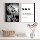Kit 2 Quadros Para Sala Leões- Família 24x18cm - Com Vidro Mo