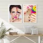 Kit 2 Quadros Para Salão Manicure- Unhas Coloridas 33x24cm -