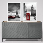 Kit 2 Quadros Paris E Londres - Vermelhos 33x24cm Moldura Pre