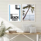 Kit 2 Quadros Passagem Para Praia 33x24cm Moldura Preta