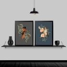 Kit 2 Quadros Passarinhos Clássicos 45x34cm Moldura:madeira P