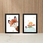 Kit 2 Quadros Pequeno Príncipe E Raposinha - Baby 45x34cm Mol