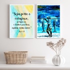 Kit 2 Quadros Pescador - Seja Forte E Corajoso 45x34cm Moldur