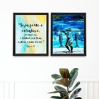 Kit 2 Quadros Pescador - Seja Forte E Corajoso 45x34cm Moldur