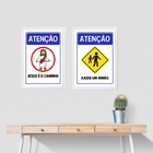 Kit 2 Quadros Placas Cristãs - Atenção 45x34cm Moldura:madeir