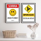 Kit 2 Quadros Placas Cristãs - Jesus 45x34cm Moldura:madeira
