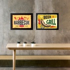 Kit 2 Quadros Placas Vintage Churrasco E Cerveja 45x34cm - Co