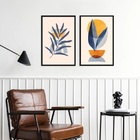 Kit 2 Quadros Plantas Boho - Azul Royal 45x34cm - Com Vidro M