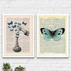 Kit 2 Quadros Poção De Borboletas 24x18cm - Com Vidro Moldura