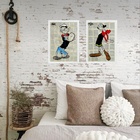 Kit 2 Quadros Popeye E Olívia Palito 24x18cm - Com Vidro Mold