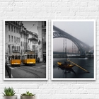 Kit 2 Quadros Portugal Amarelos 45x34cm Moldura:madeira Preta