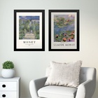 Kit 2 Quadros Posters Arte Claude Monet 24x18cm Moldura Branca