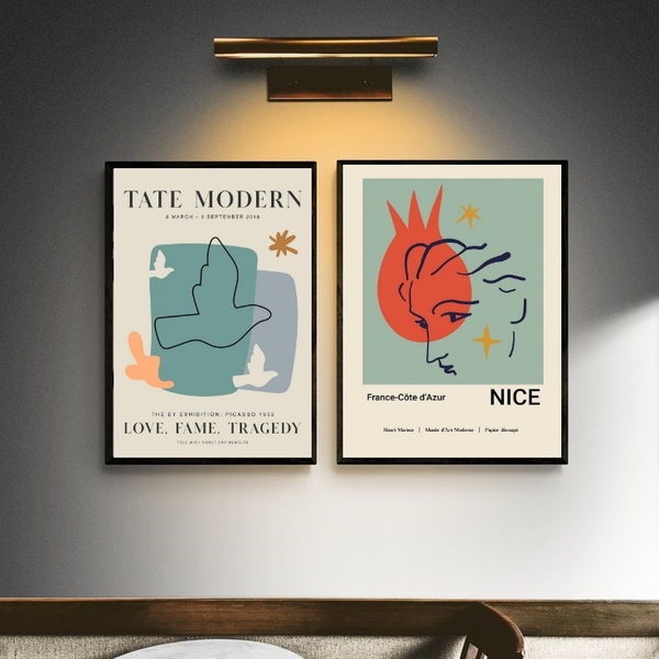 Kit 2 Quadros Posters Arte Moderna - Galeria 33x24cm Moldura