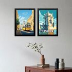 Kit 2 Quadros Posters Lisboa - Portugal 24x18cm - Com Vidro M