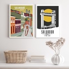 Kit 2 Quadros Posters Salvador - Bahia 33x24cm - Com Vidro Mo