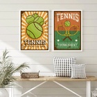 Kit 2 Quadros Posters Tennis Retrô 24x18cm Moldura Preta