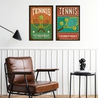 Kit 2 Quadros Posters Tennis Vintage 45x34cm Moldura Branca