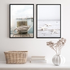Kit 2 Quadros Praia Branco- Corda E Estrela Do Mar 45x34cm Mo
