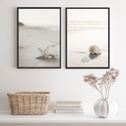 Kit 2 Quadros Praia Branco E Bege- Concha E Estrela 45x34cm -