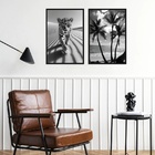 Kit 2 Quadros Praia Leopardo Preto E Branco 45x34cm Moldura P