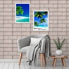 Kit 2 Quadros Praia Paradisíaca 24x18cm Moldura:madeira Preta