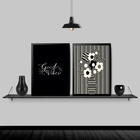 Kit 2 Quadros Preto E Branco Good Vibes 45x34cm Moldura:madei
