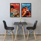 Kit 2 Quadros Propagandas Antigas Cerveja 24x18cm Moldura:mad