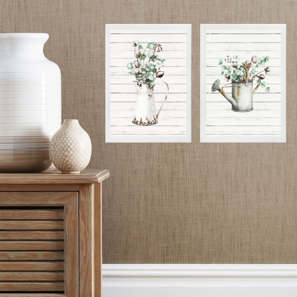 Kit 2 Quadros Provençais Jardinagem 45x34cm - Com Vidro Moldu