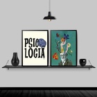 Kit 2 Quadros Psicologia Freud 45x34cm - Com Vidro Moldura:ma