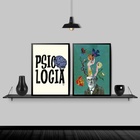 Kit 2 Quadros Psicologia Freud 45x34cm Moldura:madeira Preta