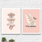 Kit 2 Quadros Psicologia Rosa 45x34cm Moldura:madeira Preta