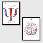 Kit 2 Quadros Psicologia Símbolo Aquarela 33x24cm - Com Vidro