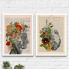 Kit 2 Quadros Psiquiatria Cérebro Flores 33x24cm - Com Vidro