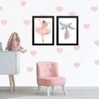 Kit 2 Quadros Quarto De Menina Sapatilha Balé 45x34cm Moldura