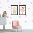 Kit 2 Quadros Quarto De Menina Tema Bailarina 24x18cm Moldura