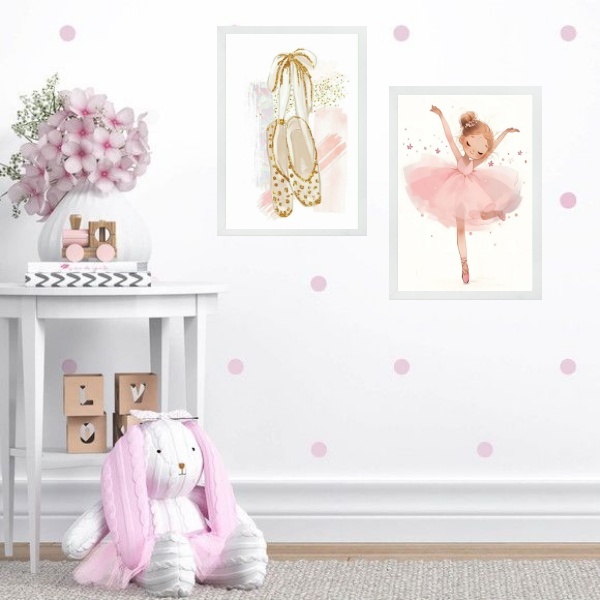 Kit 2 Quadros Quarto De Menina Tema Bailarina 33x24cm - Com V