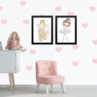 Kit 2 Quadros Quarto De Menina Tema Balé 45x34cm - Com Vidro