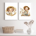 Kit 2 Quadros Quarto Infantil- Menina Fazendinha 33x24cm Mold