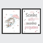 Kit 2 Quadros Quarto Infantil Menina 45x34cm Moldura:madeira