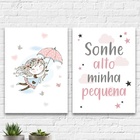 Kit 2 Quadros Quarto Infantil Menina 45x34cm Moldura:madeira