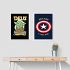 Kit 2 Quadros Quarto Jovem Cristão 24x18cm - Com Vidro Moldur