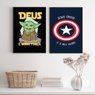 Kit 2 Quadros Quarto Jovem Cristão 45x34cm - Com Vidro Moldur