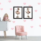 Kit 2 Quadros Quarto Menina Bailarina Caixinha Música 45x34cm