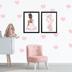 Kit 2 Quadros Quarto Menina Bailarina Floral 33x24cm Moldura: