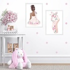 Kit 2 Quadros Quarto Menina Bailarina Floral 33x24cm Moldura: